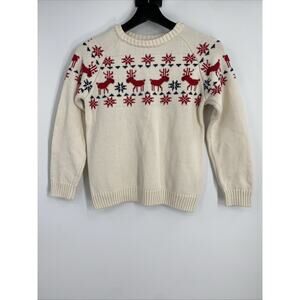 Hannah Anderson Reindeer Knit Sweater Youth 8 Heavyweight Preppy Casual 924